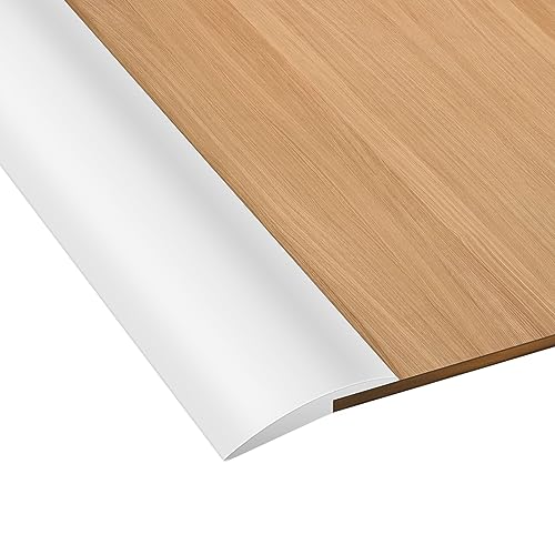 Volumoon 2M 1 Rolle PVC Selbstklebend Abdeckleiste, Boden-Übergangsstreifen zum Abziehen und Aufkleben, Türschwellen Leiste, Übergangsprofil Selbstklebend, Abdeckungshöhe innerhalb von 5 mm (Weiß) von volumoon