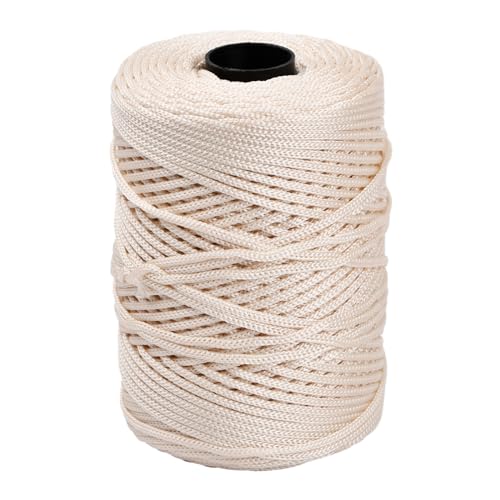 Volumoon 3mm Polyestergarn, Farbig Makramee Schnur, Polyesterkordel, Polyester Geflochtenes Garn, Polyesterschnur, Garn für DIY Handwerk Weben Dekoration Hängepflanze Pflanze Aufhänger (Beige) von volumoon