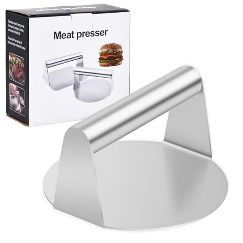 volumoon Professionelles Burgerpresse, Round Edelstahl Smash Burger Press, Leicht Zu Reinigen, Grillzubehör für Flat Top Grill, Burger Pattie Presse Antihaft, für Leckere Hamburger, Patties, BBQ von volumoon