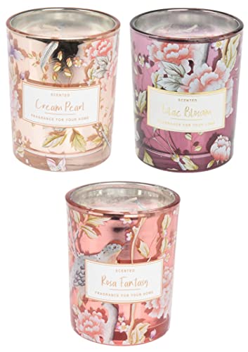 Duftkerzen 3er Set Dekokerzen Geschenk Duft Kerze in verschiedenen Düften Deko Cream Pearl Ocean Lilac Blossom Vanilla Rosa Fantasy Flower von vom Pullach Hof