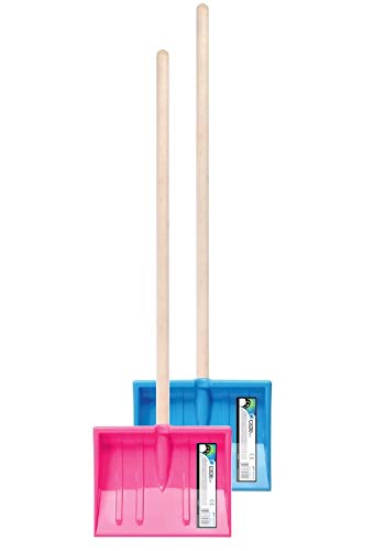 Kinder Schneeschaufel 2er Set Schaufel Kinderschaufel BOBO Schneeschieber mit Holz Stiel nd 250 mm Breiten Kunststoff Schild Gesamtlänge 84 cm (1 x Blau 1 x Pink) von vom Pullach Hof
