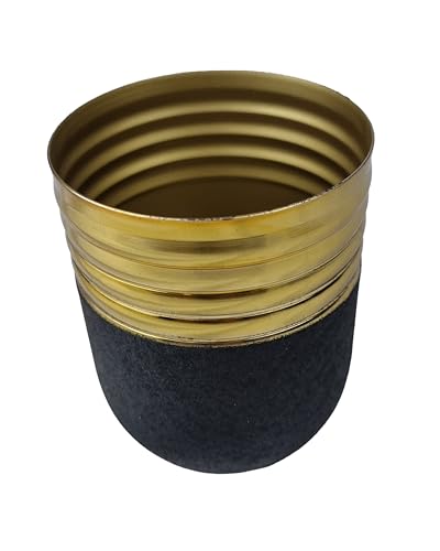 vonlu Blumentopf 9cm klein schwarz-Gold, Pflanzentopf Indoor für Zimmerpflanzen und Outdoor, Zierpflanzen, Blumenkübel, Pflanztopf, Dekopflanzen, Künstliche Pflazen von vonlu