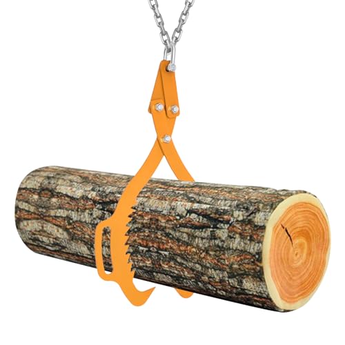 Verladezange für Holz, Hebezange für Baumstämme, Forstzange Holzgreifer Hebezange Schleppzange Holz Zange für Baumstämme Stammdurchmesser bis 760 mm, 1000kg Tragfähigkeit, für Holzfäller (Gelb) von wanwanper