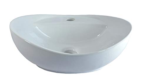 1x Handwaschbecken Keramikwaschbecken oval eckig klein Aufsatz Waschbecken Keramik Bad 40,5cmL x 32,5cm B von warenplus
