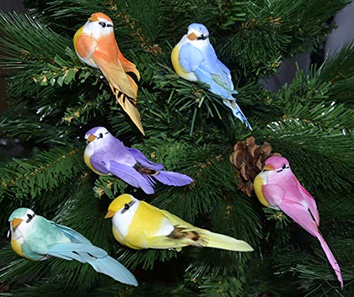 warenplus 6pcs/Set Künstliche Vögel Christbaumschmuck Christbaumdeko Weihnachtsdeko Figure von warenplus