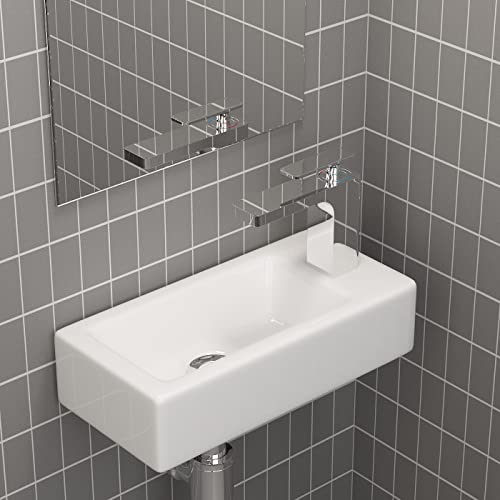Waschbecken24 | Premium Waschbecken mit Lotus-Effekt für das Badezimmer und Gäste-WC (37x18x9cm, Weiß / A660) von waschbecken24