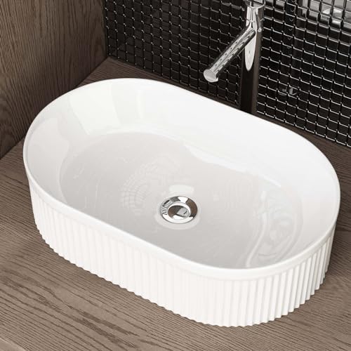 Waschbecken24 | Aufsatzwaschbecken | Premium-Qualität | Einfache Installation | Modernes Design (49x31x13cm, Weiß / A682) von waschbecken24