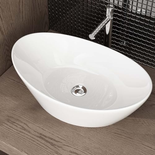 Waschbecken24 | Aufsatzwaschbecken | Premium-Qualität | Einfache Installation | Modernes Design (55x34x17cm, Weiß / A690) von waschbecken24