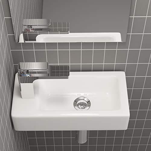 Waschbecken24 | Premium Waschbecken mit Lotus-Effekt für das Badezimmer und Gäste-WC (37x18x9cm, Weiß / A661) von waschbecken24