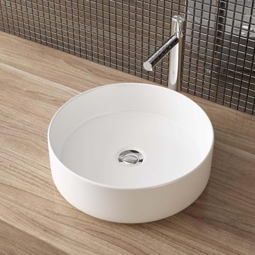 Waschbecken24 | Premium Waschbecken mit Lotus-Effekt für das Badezimmer und Gäste-WC (35x35x11cm, Weiß Matt / A546M) von waschbecken24