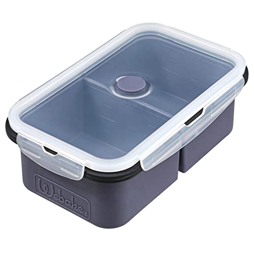 Webake Silikon-Gefrierschrank mit Deckel, 2 Tassen Eiswürfelform für Suppensauce Mahlzeitenzubereitung, BPA-frei - Grau von webake