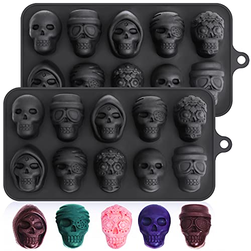 Webake Totenkopf Schokoladenform Silikon Pralinenform 2er Set Halloween Silikonform Pralinen von webake