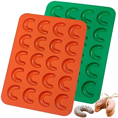 Webake Vanillekipferl Backform Silikon 2 Stück Vanillekipferl Form Silikonform Vanillekipferl Backblech Kipferl Backform Kipferlblech für Schokolade Eiswürfel Pralinen von webake