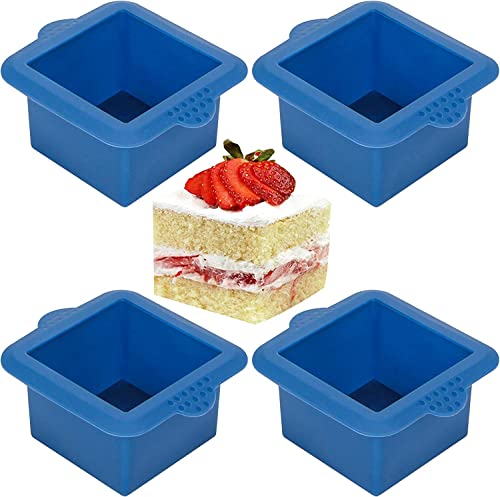 Webake Mini Kuchenform Eckig Silikon Quadratisch Backform 4 Stück 3 Inch Seifenform für Kleine Kuchen, Muffins, Cupcake, Seife, Gelee von webake