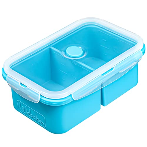 webake Soupe Cubes Silikon Extra Große Gefrierbehälter mit Deckel 2 Tassen 500ml Lebensmittelbehälter Vorratsbehälter 1 Stück für Suppe, Brühe, Sauce, Eiswürfel, Blau von webake