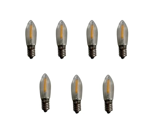 weigla LED Riffelkerzen SET für 7 flammige Schwibbögen - warmweiß - LED Filament Ersatzlampe für Lichterbögen - Leuchtmittel LED für Weihnachtsbeleuchtung - 7 x 34 V, 0,2 W, E10 von weigla