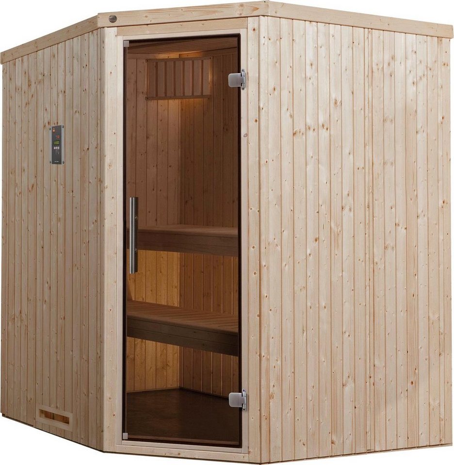 weka Sauna Varberg, BxTxH: 194 x 177 x 199 cm, 68 mm, (Set) 7,5 kW-Ofen mit digitaler Steuerung von weka