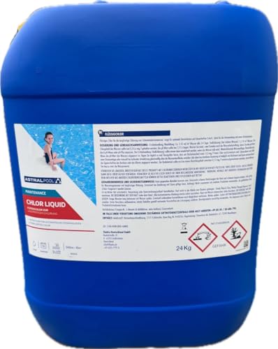 Astralpool Chlor Liquid 25 kg - Professionelles Flüssigchlor stabilisiert mit 15% Aktivchlor für Pool, Whirlpool, Dosieranlage von wellnessmax