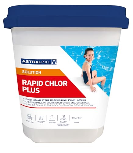 Astralpool Rapid Chlor Plus Granulat 5 kg, schnell löslich zur Chlorschock für Pool, Schwimmbad, Whirlpool, Spa oder Aufstell Minipool zur Algenbekämpfung oder Pooleröffnung im Frühjahr von wellnessmax