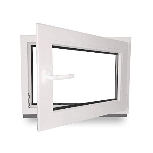 Kellerfenster - Fenster - Dreh- & Kippfunktion - innen weiß/außen weiß - BxH: 110 x 100 cm - 1100 x 1000 mm - DIN Rechts - 2 fach Verglasung - 60 mm Profil von werkzeugbilligercom