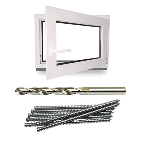 Kellerfenster - Kunststoff - Fenster - weiß - BxH: 70x50cm - BxH: 700x500 mm - Rechts + Schrauben + Bohrer von werkzeugbilligercom