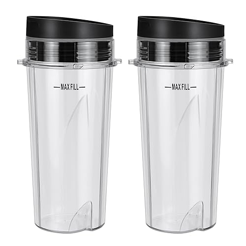 16oz Cup Compatible with Ninja Nutri Slim Blender 700W QB3001UKS, Also Fit for Ninja BL770 BL780 BL660 BL740 BL810 - Ninja Replacement Parts with Lid - 2 Pack Replacement Cups von wiksite