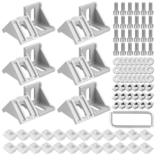 wiksite 12x Eckwinkel 40x40 Aluprofil Eckverbinder Winkel aus Aluminium Nut Winkel Befestigungsmaterial Aluprofil für Streckenprofil 3D Drucker CNC Router Eckcode aus Aluminiumlegierung Eckstück von wiksite