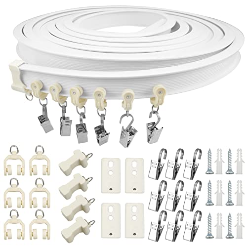 wocpvm 5 Meter Flexible Biegbare Decken-Vorhangschiene Biegbar Vorhangschiene Deckenschiene Deckenhalterung Flexible Gardinenschiene für Vorhänge, Raumteiler, Duschvorhang, Wohnmobil-Vorhang von wocpvm