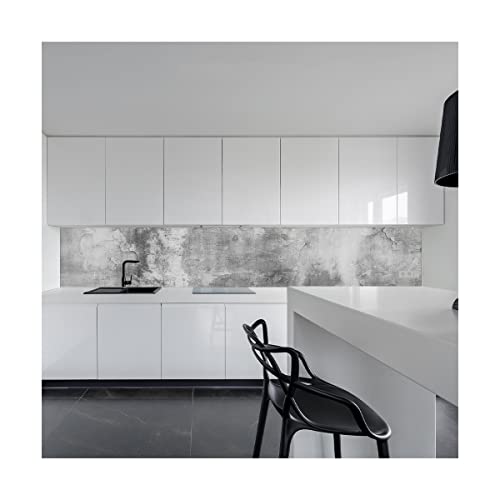 Küchenrückwand Spritzschutz Fliesenspiegel Küche Wandschutz Aluverbund Alte Putzwand Grau - 9650 300x70cm matt von wohnundbad.de