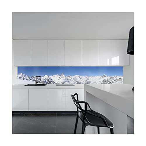 Küchenrückwand Spritzschutz Fliesenspiegel Küche Wandschutz Aluverbund Gebirge hell - 4806 300x60cm glänzend von wohnundbad.de