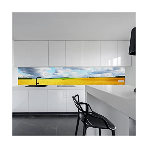 Küchenrückwand Spritzschutz Fliesenspiegel Küche Wandschutz Aluverbund Weizenfeld - 0560 180x60cm glänzend von wohnundbad.de