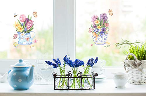 wolga-kreativ Fenstersticker Fensterbilder Fensterfolie Sommer Frühling Blumen Tulpen Narzisse wiederverwendbar selbstklebend Sichtschutz Fensterdeko Küche von wolga-kreativ