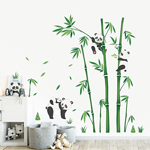 wondever Wandtattoo Panda Wandaufkleber Pandabär und Bambus Wandsticker Wanddeko für Kinder Kinderzimmer Baby zimmer Schlafzimmer von wondever