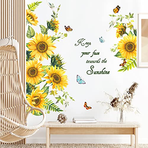 wondever Wandtattoo Sonnenblume Wandaufkleber Blume Blüten Gartenblume Wandsticker Wanddeko für Schlafzimmer Wohnzimmer Fenster von wondever