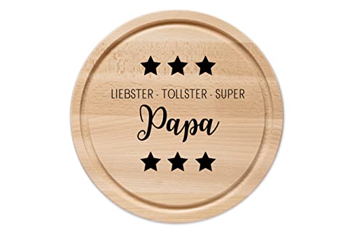 wunderwunsch - Individuelles Holzbrett mit Gravur - Rundes Holzbrett mit Name - Personalisiertes Brotzeitbrett für Papa - Geschenke für Papa von wunderwunsch