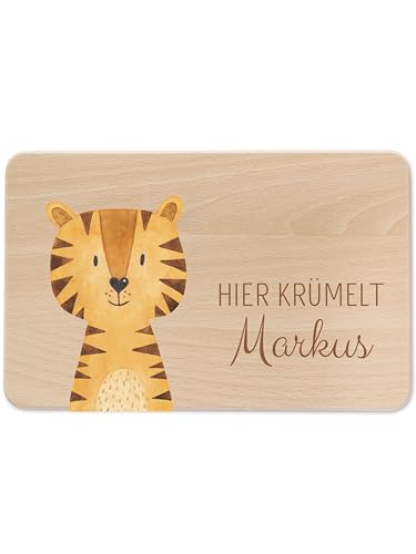 wunderwunsch - Individuelles Holzbrett mit Hochwertigem UV-Druck für Kinder - Personalisiertes Frühstücksbrettchen - Niedliche Motiv-Brettchen mit Namen von wunderwunsch