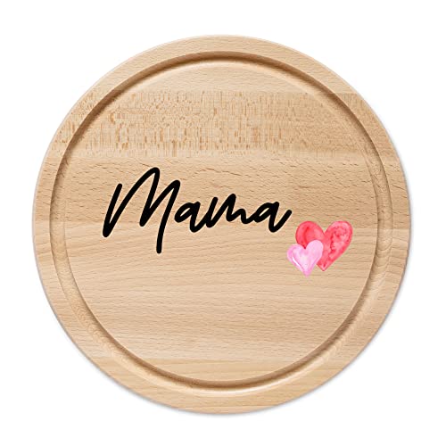 wunderwunsch - Individuelles Holzbrett mit Hochwertigem UV-Farbdruck - Rundes Holzbrett mit Name - Personalisiertes Brotzeitbrett für Mama, Papa, Oma oder Opa (Herz) von wunderwunsch