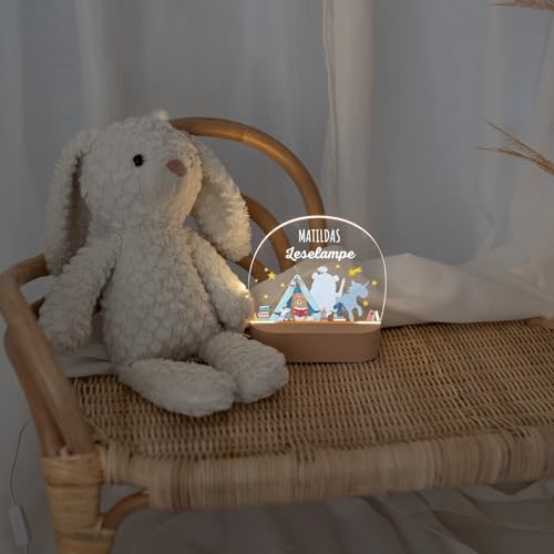 wunderwunsch - Personalisiertes Nachtlicht für Babys - Individuelle Nachttischlampe für Kinder - Personalisierte Geschenke Kinder - Babygeschenk - Geschenk zur Geburt (Bär Leselampe) von wunderwunsch