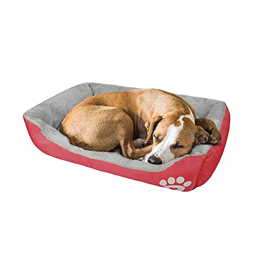 wuuhoo® Hundebett Lucky 60cm für kleine und mittelgroße Hunde - weiches Haustierbett, waschbares Hundekörbchen für Hund oder Katze, Flauschiger Hundekorb - rot von wuuhoo