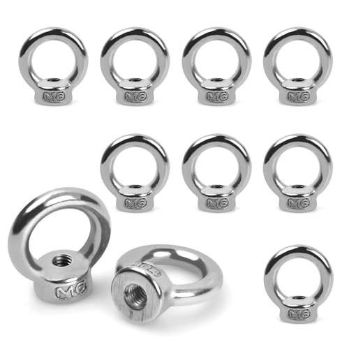 10 Stück Ringmutter M6, 304 Edelstahl Ringschraube Ringösen, Schraubösen Hardware Zubehör, Ringmutter mit Gewinde für Hebezubehör von xianynow