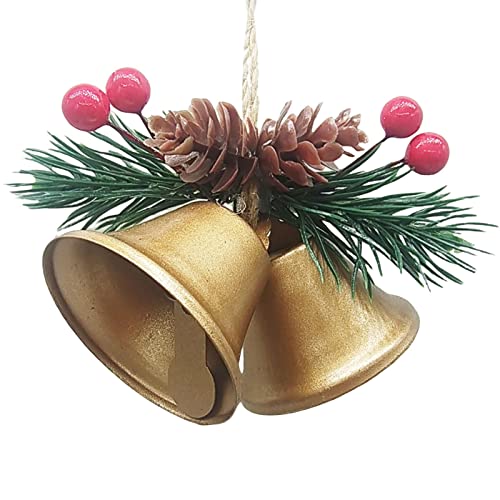 Weihnachtsglockenschmuck, Weihnachtsbaumschmuck, Glocken, Weihnachtsdekoration, 5,91 x 3,15 x 1,97 Zoll, Glockenanhänger mit Stechpalmenbeeren und Kastanien von xiaoguozi