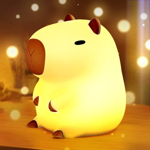 Capybara Nachtlicht für Kinder, Capybara Lampe, Nachtlicht Dimmbar Silikon Nachttischlampe, USB Wiederaufladbar 2 Stufige Helligkeit, Nachtlicht Baby Dekor für Schlafzimmer, Wohnzimmer, Kinderzimmer von xinrongda