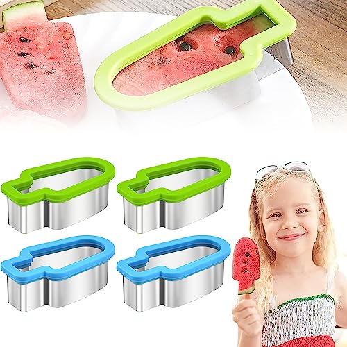 xinrongda 4 Stück Kreativer Wassermelonen Schneider, Wassermelonenschneider Melonenschneider, EIS Am Stiel Form Wassermelonenscheibe Modell Aus Edelstahl, DIY Obstschneider Für Sommer von xinrongda