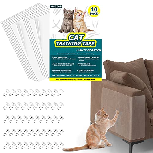 Katze Kratzschutzfolie, 10 Pack Transparent Katze Kratzschutz Klebefolien, Haustier-Kratzschutz für Sofa, Cat Couch Protector, Sofaschutz Kratzfolie von xocome