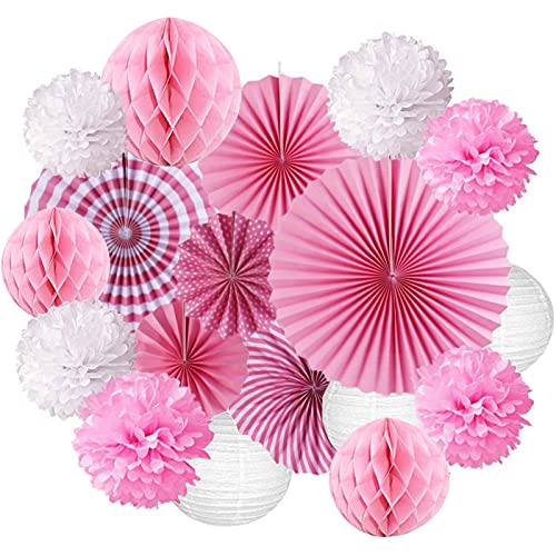 Pompons Rosa Deko,Seidenpapier Basteln Pompoms，Party Hochzeit Deko， Girlanden für Erntedankfest, Geburtstags-Dekor ，Hochzeit，Valentinstag（18 Stück） von xocome