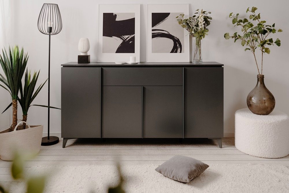 xonox.home Schuhschrank Kommode Sideboard Bertrix, Schiefer dunkel / Anthrazit, verschiedene von xonox.home