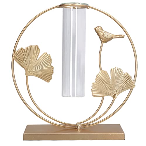 Hydroponik-Vase im europäischen Stil, golden, rund, dekorative Vogelstatue, Metall, Glas, abnehmbare Wasservermehrungs-Pflanzenvase, Hydroponik-Pflanzen-Dekor von yaogohua