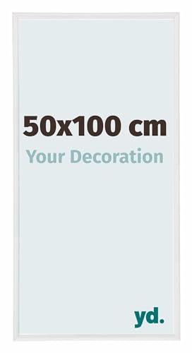 yd. Your Decoration - Bilderrahmen 50x100 cm - Weiß Hochglanz - Bilderrahmen aus Kunststoff mit Acrylglas - Antireflex - 50x100 Rahmen - Annecy von yd.