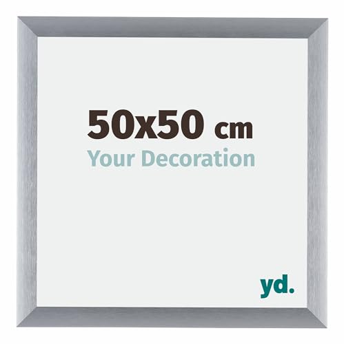 yd. Your Decoration - Bilderrahmen 50x50 cm - Silber Gebürstet - Bilderrahmen aus Aluminium mit Acrylglas - Antireflex - 50x50 Rahmen - Tucson von yd.
