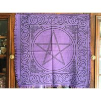 Lila Pentagramm Altartuch Tischdecke Gobelin Boho Dekoration Hexe Wicca Ritual Wikinger von yinyangapothecary